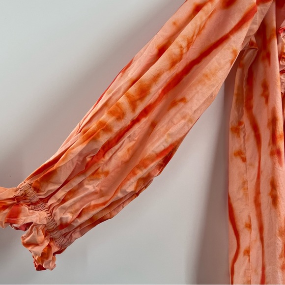 Anthropologie Samant Chauhan Emilia Ruffled Tie-Dye Blouse in Orange size XS - Picture 5 of 9